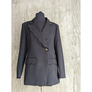 NWT Vita Grace Black Scallop Lapel Collar Blazer - Med